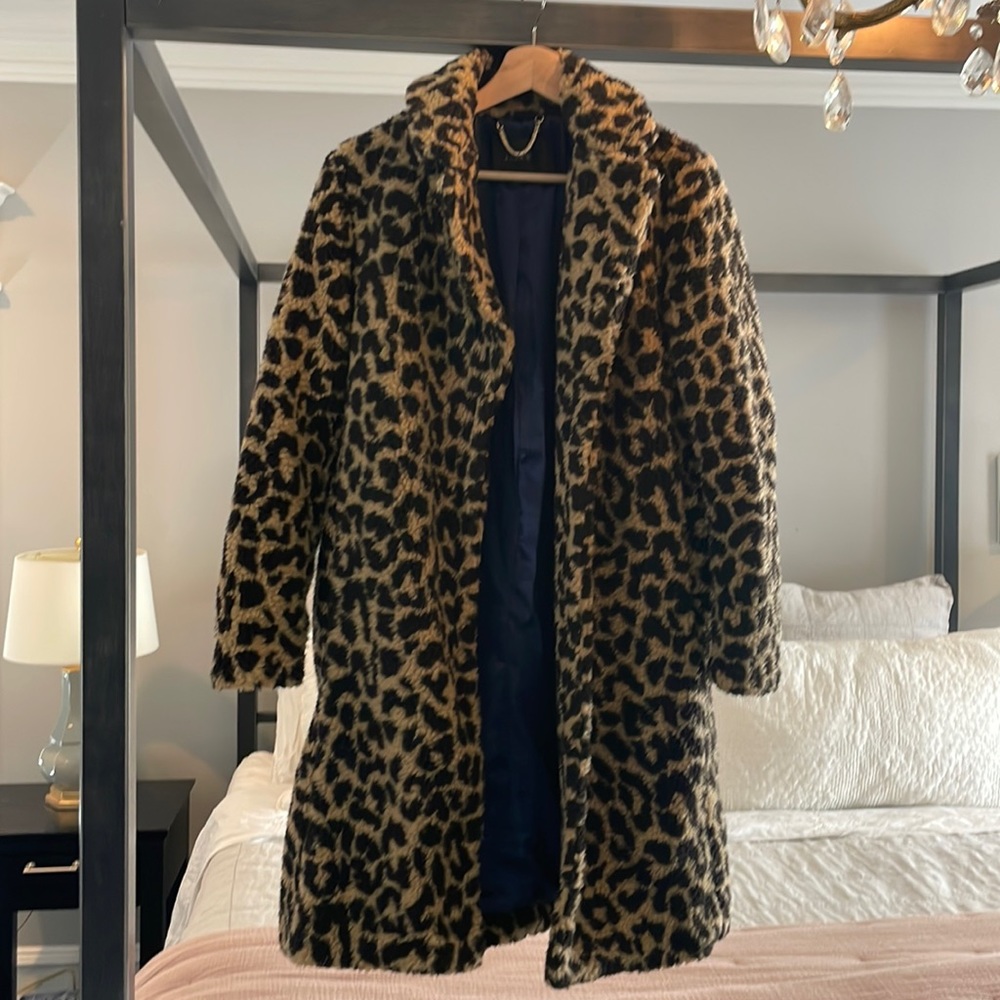 Teddy sherpa topcoat in leopard